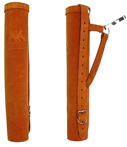 elTORO Wild Colorz Dual Seiten- & Rückenköcher (Orange) – universeller Bogenschützen-Köcher aus Wildleder – für Rechts- & Linkshänder – Gürtelclip & Schultergurt – 43 cm