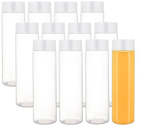 zmybcpack 12 Pack 13.6 OZ / 400ml Clear Plastic Juice Bottle with White Cap