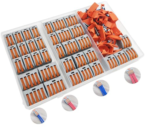 Wire Connectors, CESFONJER 35 Pcs Quick Connection Terminal, Lever Nut Connector Assortment Conductors, Compact Wire Connectors (15 * 2port,10 * 3port,6 * 4port,4 * 5port)