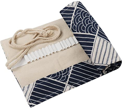 DOITEM - Federmäppchen aus Leinen, 48 Löcher, Federmäppchen, Buntstifteetui, Mehrzwecktasche (Bleistifte Nicht im Lieferumfang enthalten), Mehrfarbig, Retro