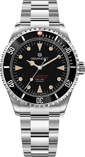 Gigandet Herren-Automatikuhr Sea Ground 100 Vintage - Made in Germany - Saphirglas - Swiss Super Luminova - Edelstahl - Taucheruhr - 100m/10bar wasserdicht - 40mm - G100-004M