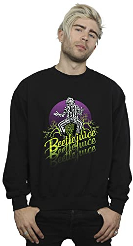 Absolute Cult Beetlejuice Men's Purple Circle Sweatshirt Black XXXXX-Large