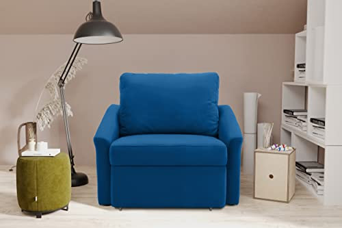 DOMO. collection Sessel Relax, Dauerschläfer, Boxspring Sofa mit Schlaffunktion, Schlafsessel, Gästebett, Schlafsofa 108 x 96 x 86 cm (BxTxH), Marine blau