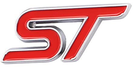 1 Stück 3D Metall ST Aufkleber Autokopf Emblem Abzeichen Chrom Aufkleber für Die meisten Automodelle (rot, silberfarben)
