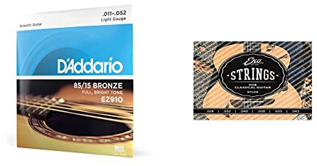 D'Addario Corde Chitarra Acustica | Corde per Chitarra Acustica | Corde Acustica | EZ910 Set Corde Acustica Ez Great American, Bronzo, 11-52 & Eko - CORDE CHITARRA CLASSICA 28-43 MEDIUM TENSION SET/6