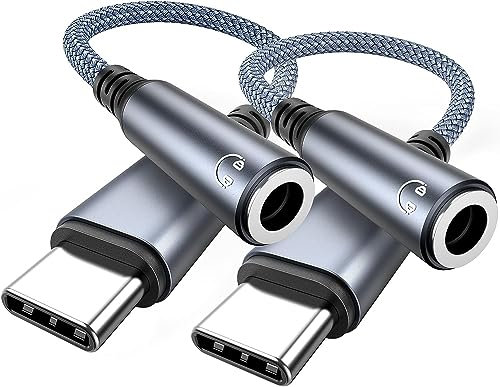 Highwings Adapter USB C auf Klinke USB Typ C auf 3,5 mm Kopfhörer Adapter 2 Pack Audio Aux USB C Adapter für iPhone16/15 Pro Max, Galaxy S25/S24/S23/S22, Hua-wei P40/P30/P20 Pro