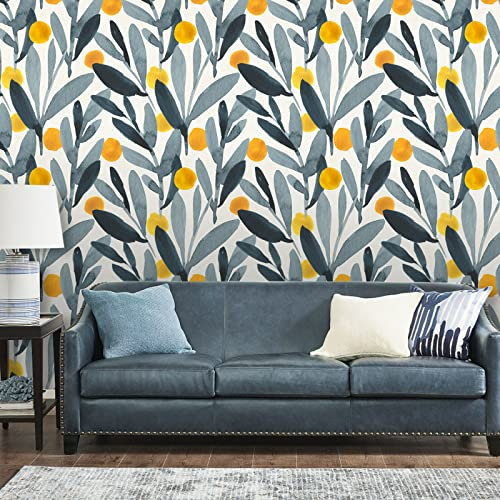 Papiers Peints Jaune, Gris, Blanc Papier Peint Adhesif Mural Salon Papier Adhesif pour Meuble Papier Peint Intissé Facile à Peler Papier Adhésif Décoratif Cuisine 45x300cm/1 Pcs
