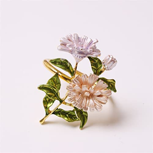 12 Stück Tischdeko Frühling Gänseblümchen Serviettenringe Pflanze Serviettenschnallen Blumen Serviettenringe Sommer (Gold Einheitsgröße)