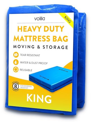 King Size Mattress Bag for Moving - Reusable Waterproof Mattress Cover, Heavy Duty Mattress Bag for Storage and Protecting Beds from Stains, Dust, and Pests - (150gsm)