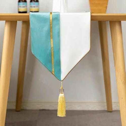 RAEF 1 Stücke Samt Tischläufer Moderne Goldene Streifen Zweifarbige Spleißen Tischläufer Esstisch Couchtisch Dekor Grau Gelb