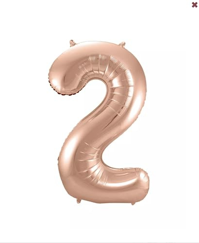 Rose Gold Number 2 Small Foil Balloon, 35cm (2 pack)