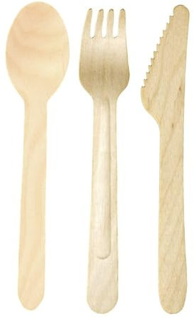 TronicXL 2000 unidades de cuchillos desechables + tenedores + cucharas de madera desechables cubiertos cubiertos cubiertos de madera tenedores desechables camping barbacoa cuchillo desechable vajilla