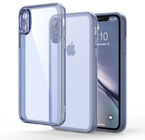 Honeyview Colored Clear Case for iPhone XR with Matte Border, Non-Yellowing, Shockproof, Armour Phone Cover for Apple iPhone XR - Blue