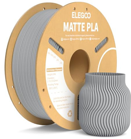 ELEGOO Matte PLA Filament Matte Schiefergrau 1KG, 1.75mm 3D Drucker Filament Maßgenauigkeit +/- 0.02mm, 1kg Kartonspule (2.2lbs) für die meisten FDM 3D Drucker