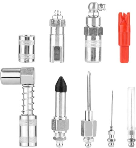 8pcs Grease Needle Accessory Set, Grease Injector Needle Nozzle & Dispenser, Quick Connector 90 Degree Grease Gun Coupler Adapter Rubber Joint Fitting Tool for Injecting CV Joints