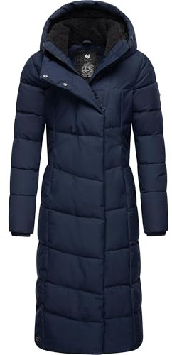 Ragwear Damen Wintermantel Warmer Steppmantel extralang wasserdicht und atmungsaktiv Pavla Extralong Navy24 Gr. M