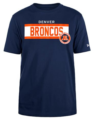 DENVER BRONCOS Unisex NFL Regular High Density Ink Screenprint Front Graphic Original Team Color T-Shirt, Navy, S EU