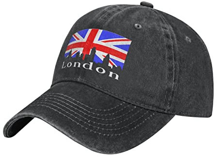 Unisex Hut, Londoner Skyline Mit Britischer Flagge Baseball Cap Verstellbar,Uv-Schutz Baseballmütze Basecap Für Outdoor Sport Herren