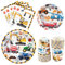 WERNNSAI Construction Party Supplies - 64 PCS Digger Truck Birthday Party Decorations for Kids Boys Birthday Party Plates Cups Napkins Tableware for 16 Guests