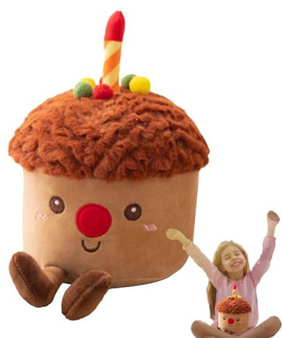 Weiches Geburtstagskuchen-Plüschkissen, Geburtstagskuchen-Lebensmittel Plüsch, Stofftier Geburtstagskuchen Kissen Plüschpuppe, Kuschelige Sofa Dekoration, Süßes Smile-Kuchenkissen, Raumdekoration