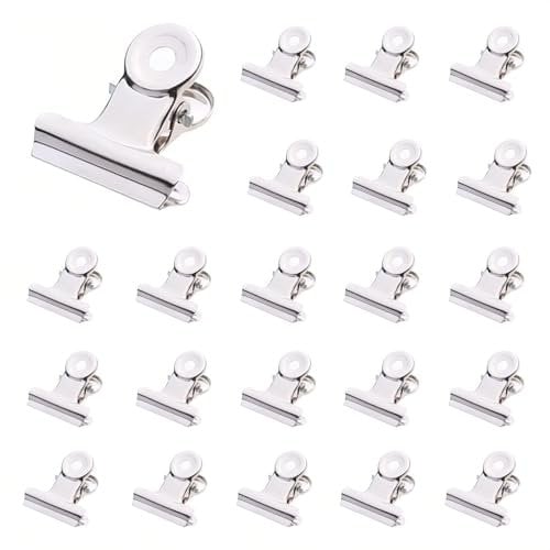 ZuiBestJia 60 Stück Kleine Metallscharnier Clips Silber 22mm,klammern Metall Bulldogge Büroklammern klemmen klein für Bilder, Fotos, Home und Bürobedarf