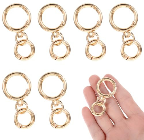 6 Stück Metall Karabiner SchlüSselanhäNger Gold Drehbare Karabinerhaken Mit Drehgelenk Goldene Schlüsselring Clip Für DIY Handtasche Keychain Basteln Geldbeutel Rucksack Zubehör