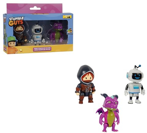 Bizak Stumble Guys 64113003-6 Lot de 3 Figurines d'action 8 cm Stumblebot Mk2, à Collectionner, Licence Officielle du Jeu vidéo de démolition, pour Adultes Fans et garçons ou Filles de Plus de 8 Ans