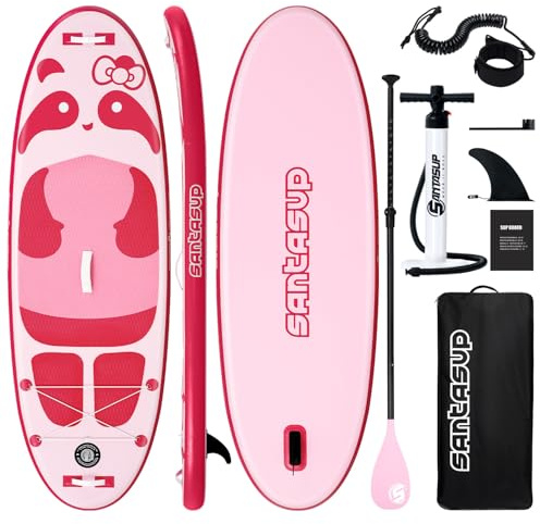 Santasup Aufblasbares Stand Up Paddle Board Surfbrett SUP Komplettes Paddleboard Zubehör Verstellbares Paddel, Pumpe, ISUP Reiserucksack, Leine, wasserdichte Tasche, Erwachsene Paddelboard
