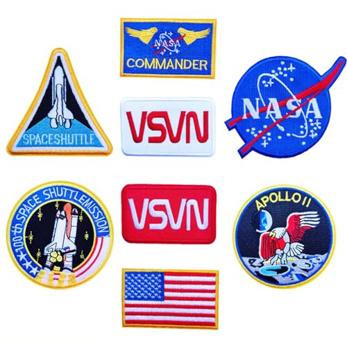 Meetlight NASA 100TH Space Shuttle Mission Tactical Patches Gestickte US Flagge Kombinationsaufnäher für Jacke Jeans Caps (8 Stücke)