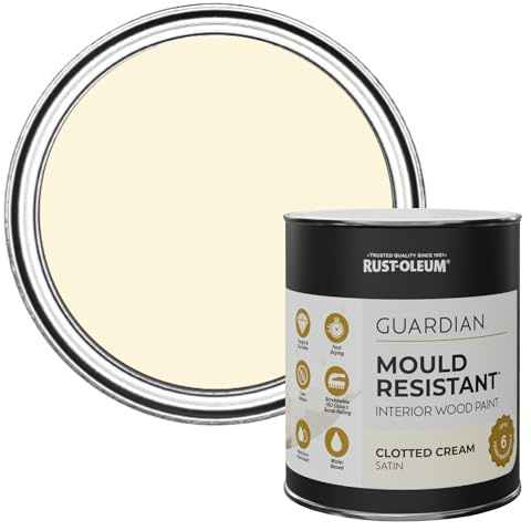 Rust-Oleum Beige Guardian Mould Resistant Interior Wood Paint in Satin Finish - Clotted Cream 750ml