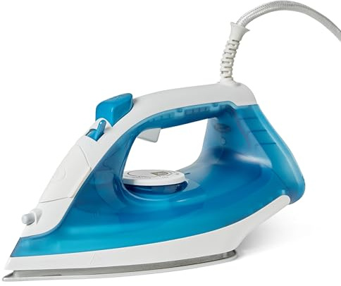 Amazon Basics Plancha de Vapor con Suela Antiadherente, 1800W, Vapor Continuo de 20g, Depósito de 200ml, Azul