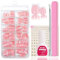 Lot de 120 faux ongles à coller - Couverture complète - Faux ongles en gel - French, short, ballerine, manucure - Pour femme et femme (blanc court)