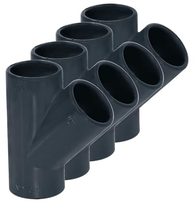 HAF 4X PVC Fittings T-Stück 45° mit 63mm | Klebemuffe x Klebemuffe x Klebemuffe | Verbinder aus grauem PVC-U | PN16 für PVC Rohr, Poolfitting, Pool, Schwimmbad, Poolverrohrung, Druckleitung & Teich