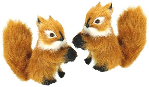 Set mit Mini-Tieren aus Kunstfell Realistische Tierfigur Statue Ornamente niedliches Pelz Plüschtier, Eichhörnchen