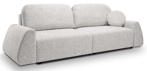 DomiMeble DomoHome Schlafsofa ALMI Mit Schlaffunktion 120x200 cm Mit Bettkasten Stoff Excite Me Trapez Armlehnen Skandinavisches Sofa Schlafcouch Couch 260x100x80 cm Esche