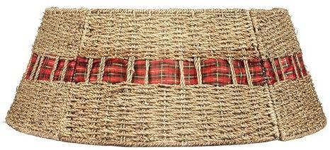 YCHUCH Eleganter Weihnachtsbaum-Rock, Zubehör, runder Rattan-Korb, stilvoller Weihnachtsbaumsockel, Urlaub