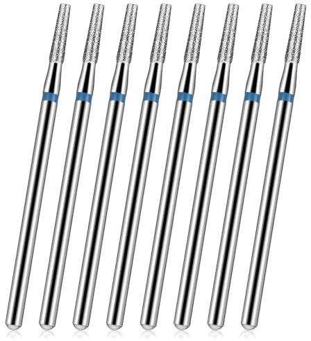 Juego de 8 brocas de cutícula de barril cónico de vástago 3/32, brocas de limpieza de cutículas, máquina de lima de uñas eléctrica, brocas de cutícula de diamante, kit de pulido de manicura y pedicura