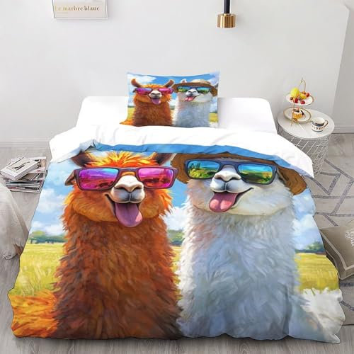 SOJFGSNAJ EIN lustiges Alpaka Bettwäsche TierTotem Für Allergiker - Bettbezug -Bettdeckenbezug Set Mit Reißverschluss Single（135x200cm）