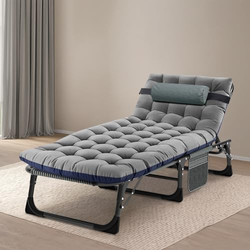 MOPHOTO Letto pieghevole con materasso, letto singolo e letto per ospiti e campeggio, pieghevole, salvaspazio, 190 x 68 cm (lettino verde/imbottitura grigia)