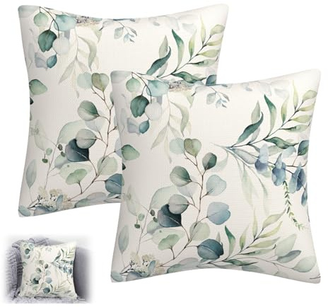 2 Stück Kissenbezug 40x40 cm, Kissenhüllen Outdoorkissen Baumwolle Deko Kissen Kissenbezüge Blätter Modern Throw Pillows Cover für Sofakissen Polsterbezug Zierkissen Outdoor Garten Sommer Deko