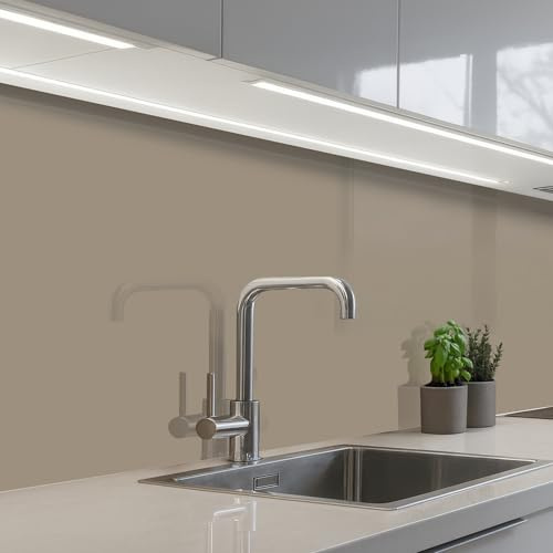 KitchenYeah© Credence Adhesive Pour Cuisine 60x300 cm Panneau Mural Adhesif Fond De Hotte Plaque Pvc Murale Peel And Stick Protege Mur Intérieur - Couleurs - Beige
