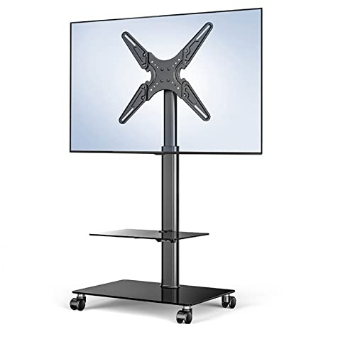 Universal Base Home Floor-to-Ceiling 55-inch TVs Rack Office Large Display Screen Bracket Mobile LCD Stand with Wheels M,A-Brass(1)