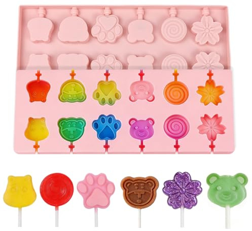 Silicone Lollipop Moulds Chocolate Mould 12 Lollipop Hard Candy Mould Sakura Styles Mould for DIY Lollipop
