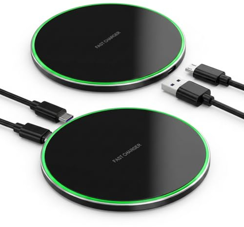 2PCS Caricabatterie Wireless 35W a Induzione Rapida con Cavo USB-C, Ricarica Veloce per i Phone 16/15/14/13/12/11, Galaxy S25/S24/S23/S22/S21, Air Pods, Pixel, Xiao mi – Base Qi Universale