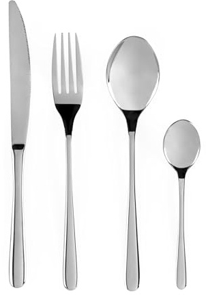Russell Hobbs Capri Besteckset, 16-teilig, Edelstahl 18/10 | 4 Platzsets, spiegelpoliert, ergonomische Griffe, spülmaschinengeeignet, Messer, Gabeln, Esslöffel, Teelöffel