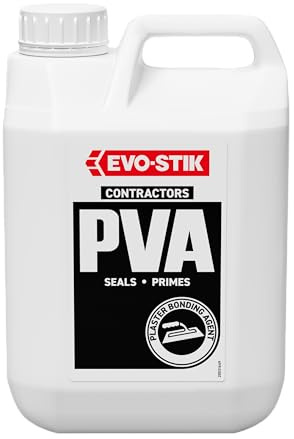 EVO-STIK Contractors PVA Adhesive - 5L - White Liquid Dries Clear - Sealer & Primer for Plastering - Interior Bonding Agent for Porous Surfaces - Improves Adhesion & Reduces Surface Porosity
