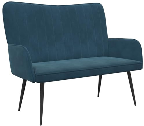 Solivagant Zweisitzer Sofa Blau 115 x 61 x 87 cm Samt, Möbel,Sofas, 15.375 kg-42028968