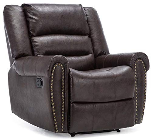 More4Homes DENVER BONDED LEATHER RECLINER ARMCHAIR w STUD SOFA HOME LOUNGE CHAIR RECLINING (Brown)