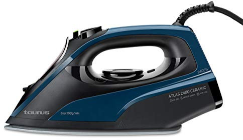 Taurus Atlas 2400 Ceramic - Plancha de vapor con modo ECO. Suela de cerámica ultradeslizante. Golpe de vapor de 150g/min. Sistema antical. Auto-limpieza. Anti-goteo. Negro