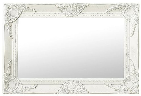 vidaXL Wandspiegel, Barockstil, 60 x 40 cm, Weiß
